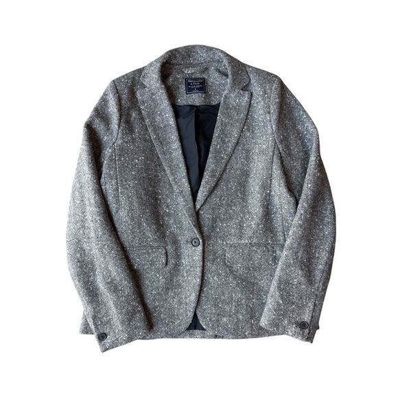 Abercrombie & Fitch Textured Grey Wool-Blend Tweed Blazer Size 8 - Picture 4 of 10